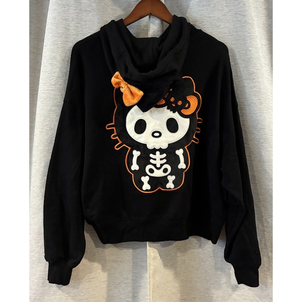 Hello Kitty x Forever 21 Oversized Skeleton Cat Ear Hoodie Womens‎ Size Small